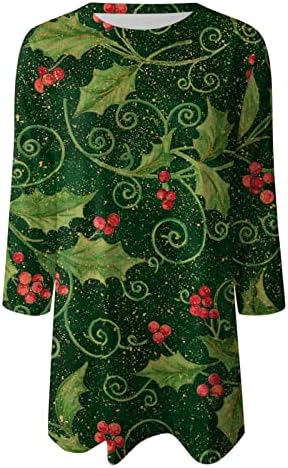 RUZIYOOG Ženska ležerna haljina Božić s dugim rukavima modna grafička tiskana tunika haljina od labave točne ljupčeve haljine