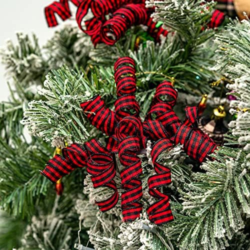 WRAPAHOLIC 6 kom Božić kovrčave mašne-crvena i Crna karirana samoljepljiva mašna, savršena za Božić, rođendan,