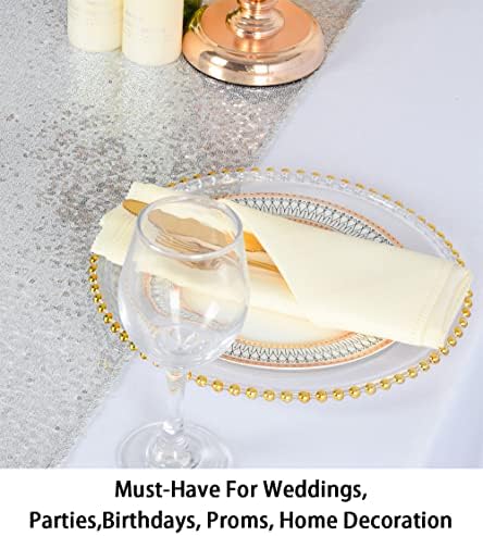 ShinyBeauty Tassel srebrni šalovi sa šljokicama ili trkač za stol, 12x72 inča elegantna dekoracija za vjenčanje
