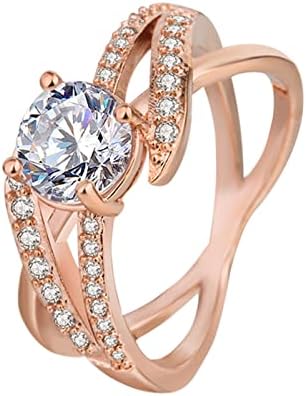 ROSE GOLD SHAPL PING RHINESTONE prsten ELEGANTNO GEOMETRIJA RHINENESTONE Prsten puni dijamantni prstenovi