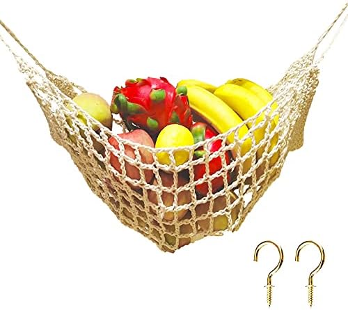 BUBOORON veliki macrame voće viseća pod kabinet, Veggie Banana viseća korpa za voće, štedi prostor na šalteru za kuhinjski brod Rv Camper