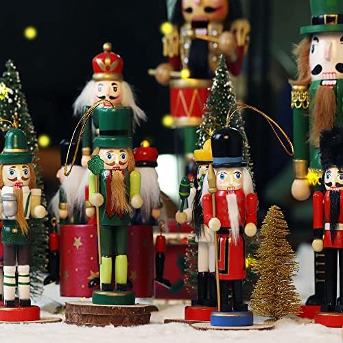 Jolik Božić Nutcracker ukrasi Set, 5 Drveni Nutcracker figure vojnika, Nutcracker Božić ukrasi za jelku