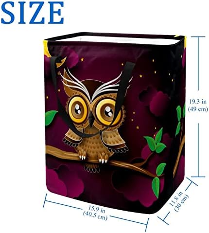 Slatka Owl Night Moon Print sklopiva korpa za veš, 60L vodootporne korpe za veš kante za veš igračke skladište