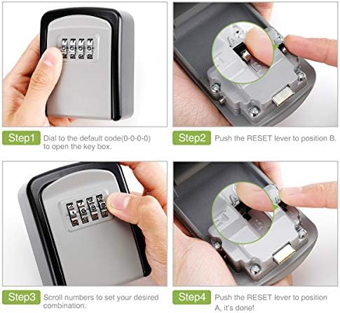 Keekit Key Lock Box, Key Sefe Box sa uklonjivim okovom, Resetable Code Key Storage Lock Box vodootporan sa 4 cifre kombinacije, 5 ključni kapacitet za dom, unutarnji & Vanjski-srebro