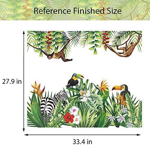 Supzone tropske biljke zidne naljepnice cvjetne biljke ostavlja zidnu naljepnicu džungla majmun Zebra papagaj
