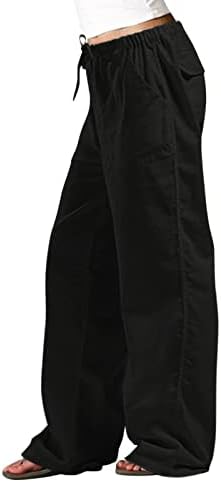 Miashui pantalone sa širokim nogavicama ženske Casual jednobojne labave džepove elastični pojas pantalone