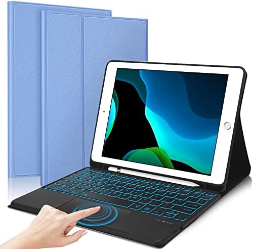 BORIYUAN iPad 10.2 9./8./7. generacija slučaj sa touchpad tastaturom, 7 boja sa pozadinskim osvetljenjem