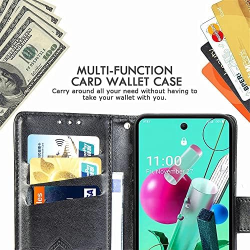 Nkecxkj Galaxy S7 Edge Case, dizajn za S7 Edge Case sa postoljem za držanje kartice za žene djevojčice dječake, S7edge 7edge s 7 Plus novčanik slatka robusna PU Koža Flip zaštitni poklopac 5,5 inča-Crna
