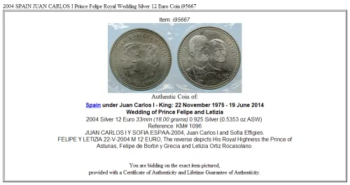 2004 ES 2004 Španjolska Juan Carlos i princ Felipe Royal Wedd 12 eura dobro nevertificirano