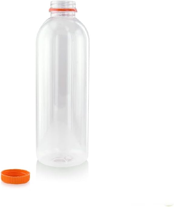 PacknWood 210BOUT501-okrugla PET bočica sa narandžastim poklopcem - okrugle plastične prozirne bočice -