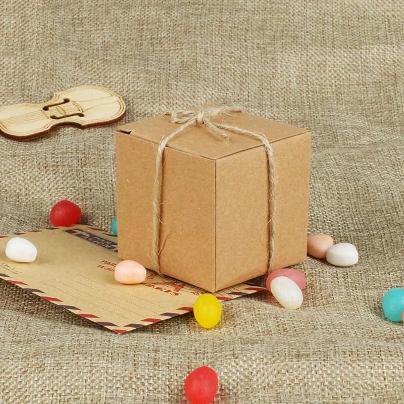 Sxymkj smeđe Kraft kutije za svadbene zabave favorizira kutiju 5 X 5 X 5 bombona poklon kutija poklon torbe