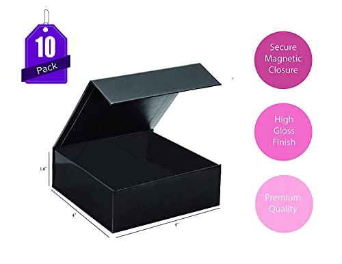 Ljubičasta Q Crafts mala crna tvrda Poklon kutija sa magnetnim poklopcem za zatvaranje 4 x 4 x 1.6 kvadratne Favor kutije sa crnim sjajnim završetkom