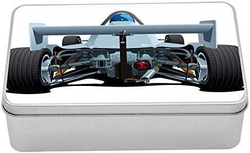 AMBESONNE CARS metalna kutija, nazad prikaz trke formule utrka na konkurenciji Sport Sportski crtani stil,