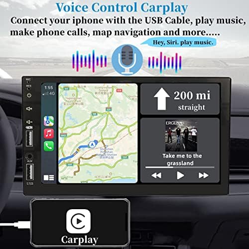 Dvostruki din automobil sa glasovnom kontrolom Apple Carplay - 7 inčni HD radio dodirni radio s Bluetooth-om