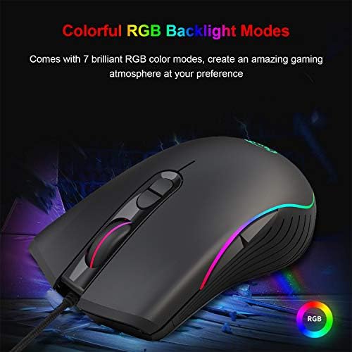 Youpeck Wired Gaming Mouse, 7 programabilnih tipki, ergonomski RGB igrački miš sa 16,8 miliona hroma 7 pozadinskih osvjetljenja za PC, laptop i bilježnicu