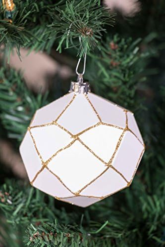 Clever Creations 4 paket Božić Rhombus Ornament Set, Shatterproof odmor dekor za jelke, crno-bijele