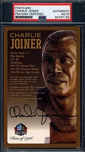 Charlie Joiner PSA DNK potpisan Hall of Fame Bronze Bust razglednica sa autogramom-NFL rez potpisa