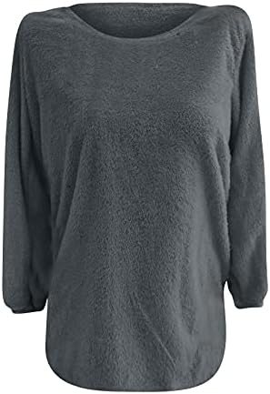 FOLD Džemper za jesen za žene za žene okrugli vrat Čvrsti pletiva sa dugim rukavima s dugim rukavima majicom
