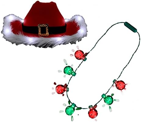 Blinkee 2 u 1 snopu Osvijetlite kaubojski šešir Santa i zapalite ogrlicu za zabavu Disco Ball za Božić i