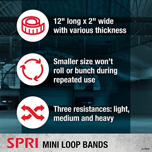 SPRI Mini Loop Bands 3 - Pack-Resistance Band Kit Set sa 3 nivoa otpora - vježbe za vježbe fleksibilnosti,