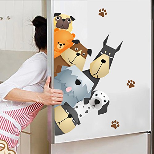 Wallpark Crtić slatka zidna naljepnica za pse vrata frižidera za životinje uklonjiva zidna naljepnica, djeca