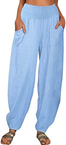 Miashui udobne hlače ženske meke sopstvene boje labavi džepovi na otvorenom hlače duge elastične pantalone