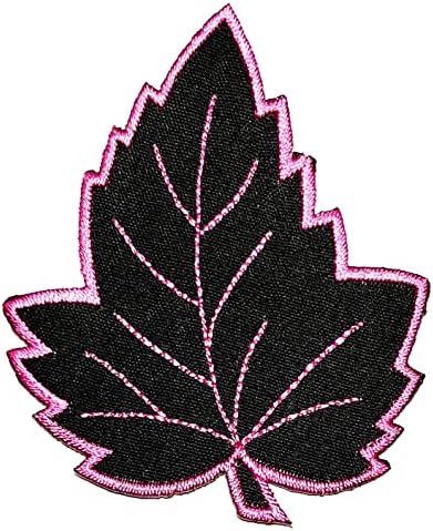 Kleenplus 3kom. Maple Leaf Patches Black Pink Leaves Flower Sticker Handmade Vezeni Patch Arts Šivanje Repair