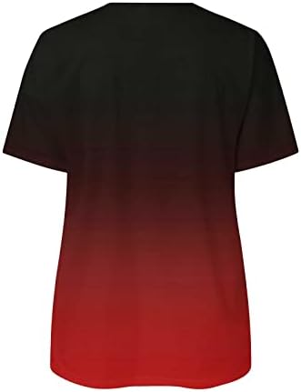 Ljetni vrhovi za žene, ženska gradijentska tiskana majica Casual majica kratkih rukava Loose patentni zatvarač - izrez Dressy Bluze