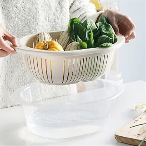Xwozydr okrugla dvoslojna korpa za pranje povrća sa poklopcem kuhinjska odvodna korpa kućno voće jelo povrće