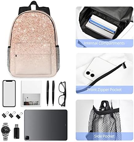 Ocelio Rose Gold Faux Glitter ruksak, Unisex backpack, fakultet, ruksak za slobodno vrijeme