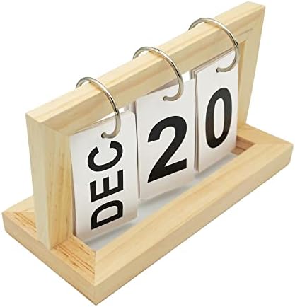 DIYOMR CLASSIC stojeći kalendar Drveni trajni kalendar, retro drveta Flip Desk kalendar za kućni ured Svakodnevno