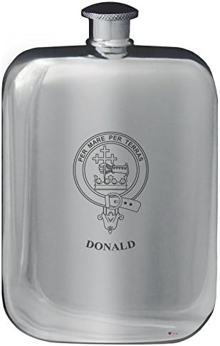 Donald porodični grb dizajn džepna tikvica za kuk 6oz zaobljena polirana kositra