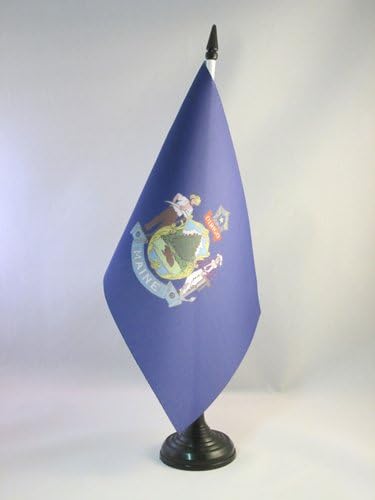 AZ zastava Maine zastava zastava 5 '' x 8 '' - američka država maine stola zastava 21 x 14 cm - crna plastična