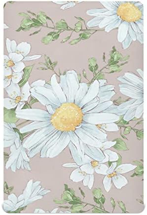 Alaza Chamomile Daisy Cvijeće cvjetni listovi krevetića ugrađeni bassinet list za dječake Djevojke djevojke,
