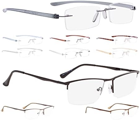 LUR 7 pakovanja naočale za čitanje bez riskih + 3 pakovanja na pola obruča za čitanje