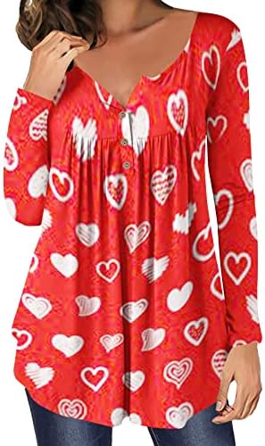 Ženske drešene tunike na vrhu Casual Soft Comfy bluzu dugih rukava okrugli vratni pulover za Valentinovo