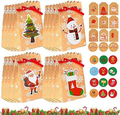 Febalhs božićne torbe, božićne torbe 16pcs, božićne kutije za poklone Mala skupčina, kraft papir božićna