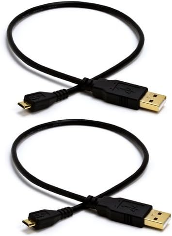 Pakovanje 2 USB 2.0 muško A do mikro B 5 pina pozlaćenog podataka pozlaćenog podataka - 1,5ft crna