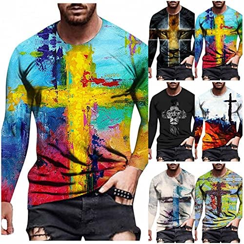 XXBR Soldier Long Sleeve T-shirts for Mens, 3D Street Faith Jesus Cross Lion štampani Atletski mišić Casual