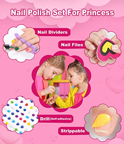 Major Dijit Nail Art Kit za djevojčice-Set lakova za djevojčice sa fenom za nokte, šljokicama, 3d ukrasom