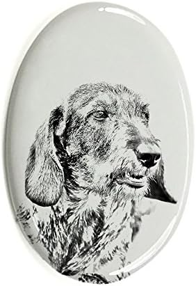 Jazavčar, Ovalni nadgrobni spomenik od keramičke pločice sa slikom psa