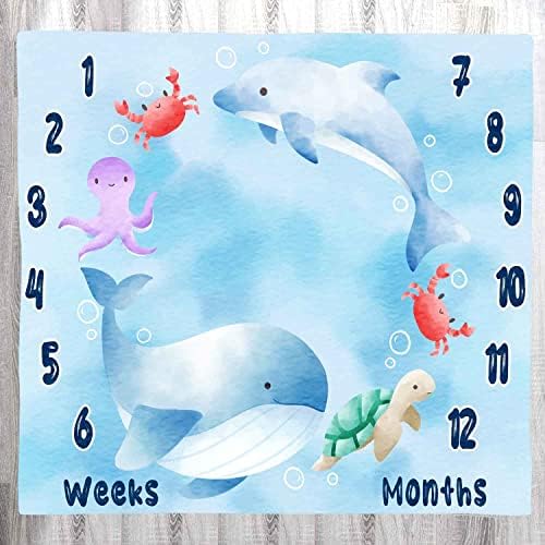 Lylycty plava dječja dječja pokrivačica morfin morski život dječji mjesečni prekretnica pokrivač novorođenčadi