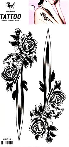 Parita Tattoos Crna ruža mačje crtani umjetnička fantazija Privremena tetovaža lažna tjelesna naljepnica