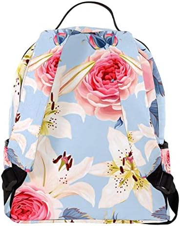 VBFOFBV putni ruksak, backpack laptop za žene muškarci, modni ruksak, bijeli ljiljan ružičasta ruža cvjetna