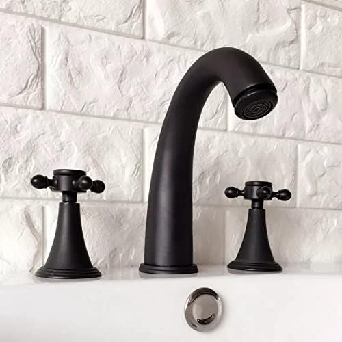 Crno ulje mesingano rašireno dvostruko ručice kupaonica miksera za umivaonik za umivaonik u obliku palube
