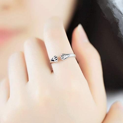 Pet Lovers Paw Print Ring-srebrni podesivi otvoreni prsten Memorijalni prsten za kućne ljubimce za ljubitelje