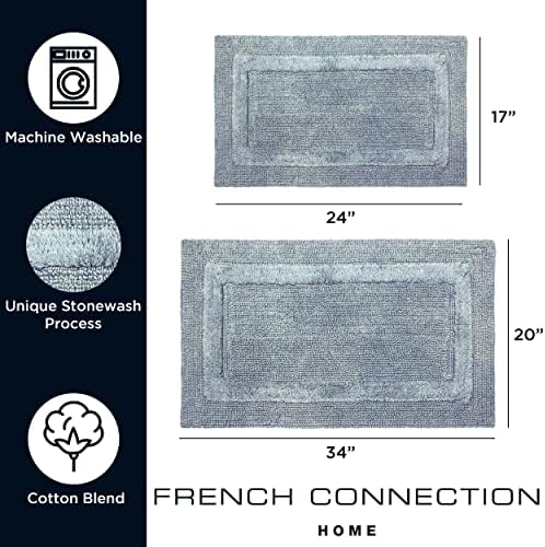 Francuska veza - Kamena tepih za kupanje | Pamučna mješavina | Premium kupaonica Dekor | Mašina za pranje