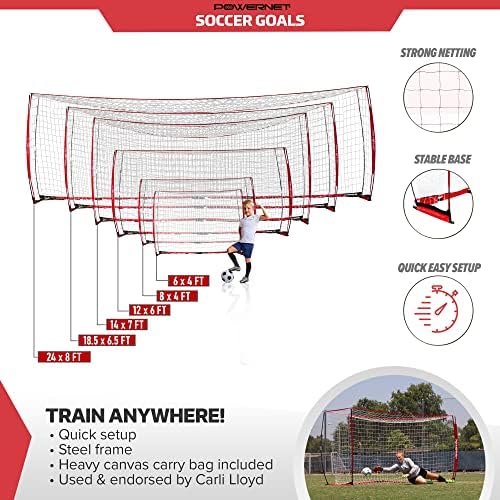 Powernet 14x7 i 6x4 Soccer Goal Bundle | Instant Portable Collapsible Soccer net / soccer training aid Perfect