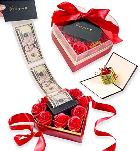 Ribbonbonbox novčana kutija za novčani poklon Pull heart Box - ljubavna kutija za novac – jedinstveni pokloni za novac za rođendan, Majčin dan, maturu, Quinceanera-ljubavna kutija za novac-najbolje ideje za poklone za žene