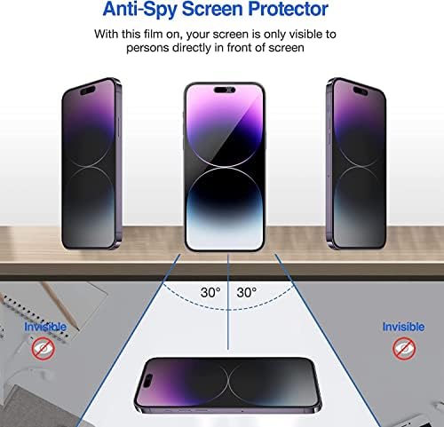 AmzSuker [2+2 pakovanja] za iPhone 14 Pro Max Zaštita ekrana za privatnost sa zaštitom sočiva kamere, [puna